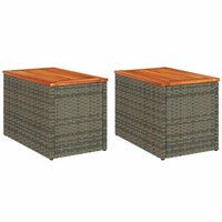 Tuinbijzettafels 2 st 55x34x37 cm poly rattan en hout grijs 2