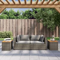 Tuinbijzettafels 2 st 55x34x37 cm poly rattan en hout grijs 3