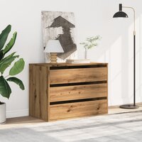 Ladekast 80x41x58 cm bewerkt hout artisanaal eikenkleurig 3