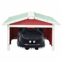 Overkapping voor grasmaaier 72x87x50 cm vurenhout rood en wit 3