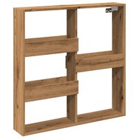 Wandkast 80x15x80 cm bewerkt hout artisanaal eikenkleur 2