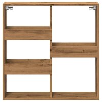 Wandkast 80x15x80 cm bewerkt hout artisanaal eikenkleur 4