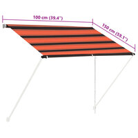 Luifel uittrekbaar 100x150 cm oranje en bruin 8