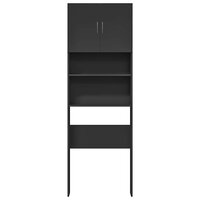 Wasmachinekast 64x24x190 cm bewerkt hout zwart 5