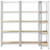 Opbergrekken 5-laags 3 st staal en bewerkt hout zilverkleurig 4