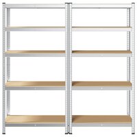 Opbergrekken 5-laags 2 st staal en bewerkt hout zilverkleurig 4