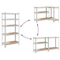 Opbergrekken 5-laags 2 st staal en bewerkt hout zilverkleurig 7