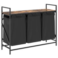 Wasmand 3 vakken met plank gerookt eikenkleurig 2