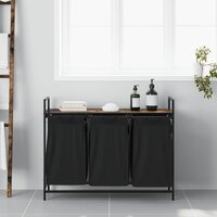 Wasmand 3 vakken met plank gerookt eikenkleurig 3