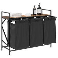 Wasmand 3 vakken met plank gerookt eikenkleurig 4