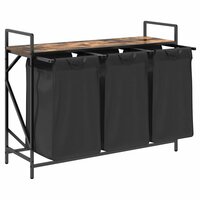 Wasmand 3 vakken met plank gerookt eikenkleurig 5