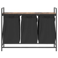 Wasmand 3 vakken met plank gerookt eikenkleurig 6