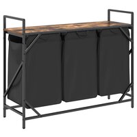 Wasmand 3 vakken met plank gerookt eikenkleurig 8