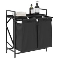 Wasmand 2 vakken met plank zwart eikenkleurig 4