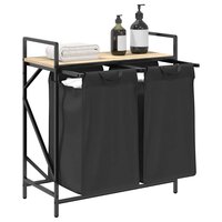 Wasmand 2 vakken met plank sonoma eikenkleurig 4