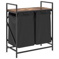 Wasmand 2 vakken met plank gerookt eikenkleurig 2