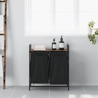 Wasmand 2 vakken met plank gerookt eikenkleurig 3