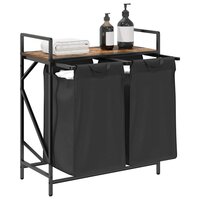 Wasmand 2 vakken met plank gerookt eikenkleurig 4