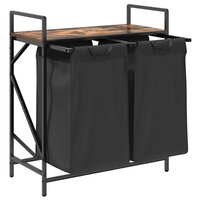 Wasmand 2 vakken met plank gerookt eikenkleurig 5