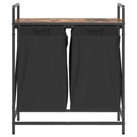 Wasmand 2 vakken met plank gerookt eikenkleurig 6