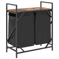 Wasmand 2 vakken met plank gerookt eikenkleurig 8