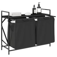 Wasmand 2 vakken met plank zwart eikenkleurig 4