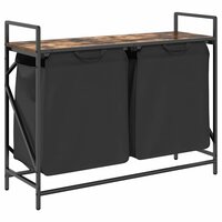 Wasmand 2 vakken met plank gerookt eikenkleurig 2