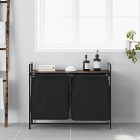 Wasmand 2 vakken met plank gerookt eikenkleurig 3