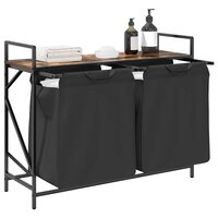 Wasmand 2 vakken met plank gerookt eikenkleurig 4