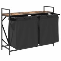 Wasmand 2 vakken met plank gerookt eikenkleurig 5