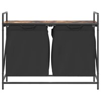 Wasmand 2 vakken met plank gerookt eikenkleurig 6