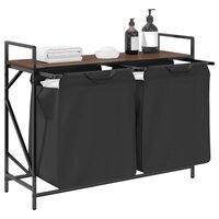 Wasmand 2 vakken met plank bruin eikenkleurig 4