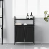 Wasmand 2 vakken met planken zwart eikenkleurig 3