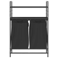 Wasmand 2 vakken met planken zwart eikenkleurig 6