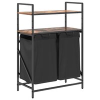 Wasmand 2 vakken met planken gerookt eikenkleurig 2