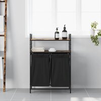 Wasmand 2 vakken met planken gerookt eikenkleurig 3