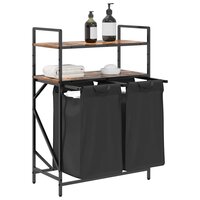 Wasmand 2 vakken met planken gerookt eikenkleurig 4