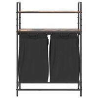 Wasmand 2 vakken met planken gerookt eikenkleurig 6