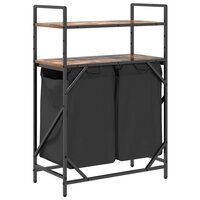 Wasmand 2 vakken met planken gerookt eikenkleurig 8