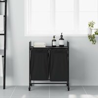 Wasmand 2 vakken met planken zwart eikenkleurig 3