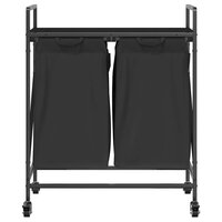 Wasmand 2 vakken met planken zwart eikenkleurig 6