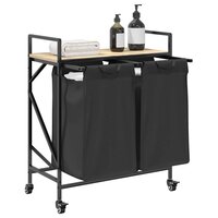 Wasmand 2 vakken met planken sonoma eikenkleurig 4