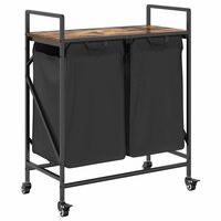 Wasmand 2 vakken met planken gerookt eikenkleurig 2