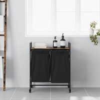 Wasmand 2 vakken met planken gerookt eikenkleurig 3