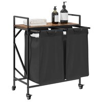 Wasmand 2 vakken met planken gerookt eikenkleurig 4