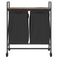 Wasmand 2 vakken met planken gerookt eikenkleurig 6