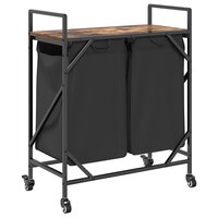 Wasmand 2 vakken met planken gerookt eikenkleurig 8