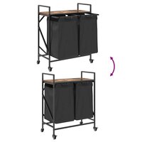 Wasmand 2 vakken met planken gerookt eikenkleurig 9