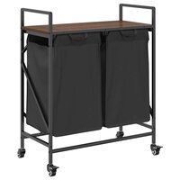 Wasmand 2 vakken met planken bruin eikenkleurig 2