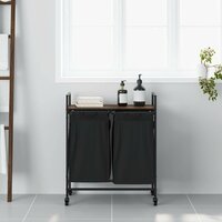 Wasmand 2 vakken met planken bruin eikenkleurig 3